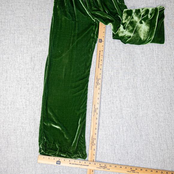 Reformation Wes Velvet Wide-Leg Pants in Green size 0 Petite - Picture 8 of 11